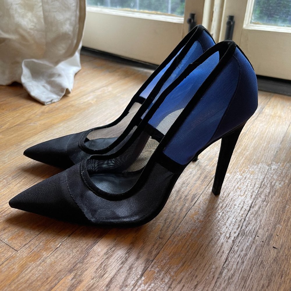 Zara Heels, mesh blue and black